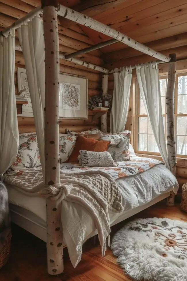 Charming Cabin Canopy Bed Design