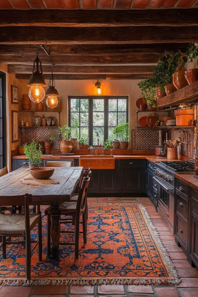 Inviting Bohemian Kitchen in Earthy Shades