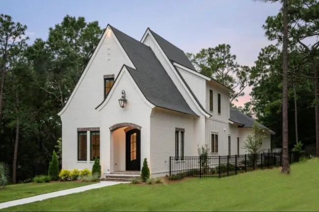 Classic White Cottage with Gabled Roof