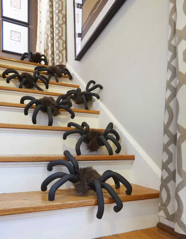 Creepy Spider Display on the Staircase