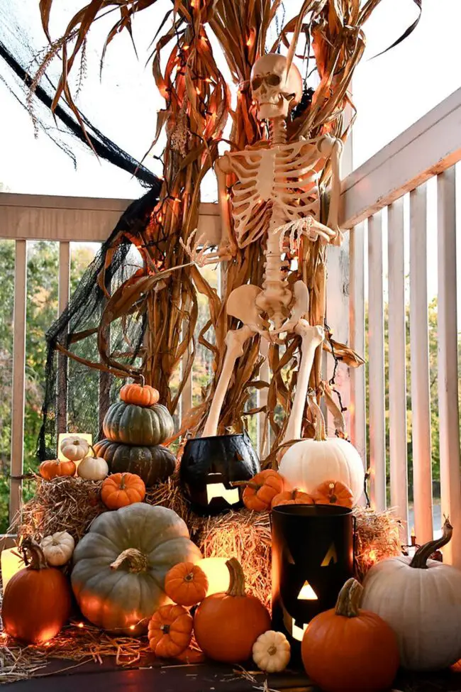 Cornstalk Skeleton Corner for Fun Decor