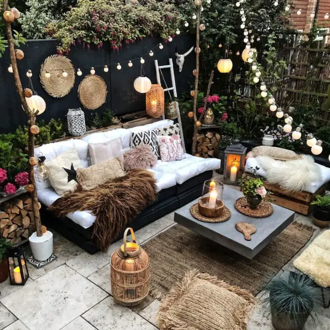 Cozy Boho Patio with Soft Textures