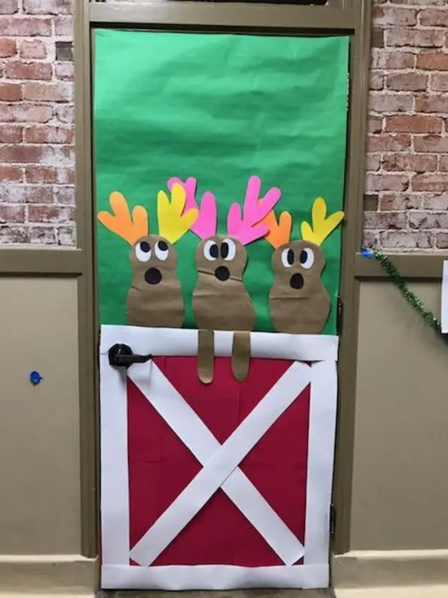 Festive Reindeer Gathering in the Barn