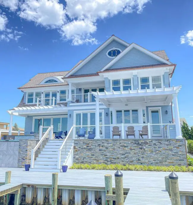 Stone-accented Waterfront Home