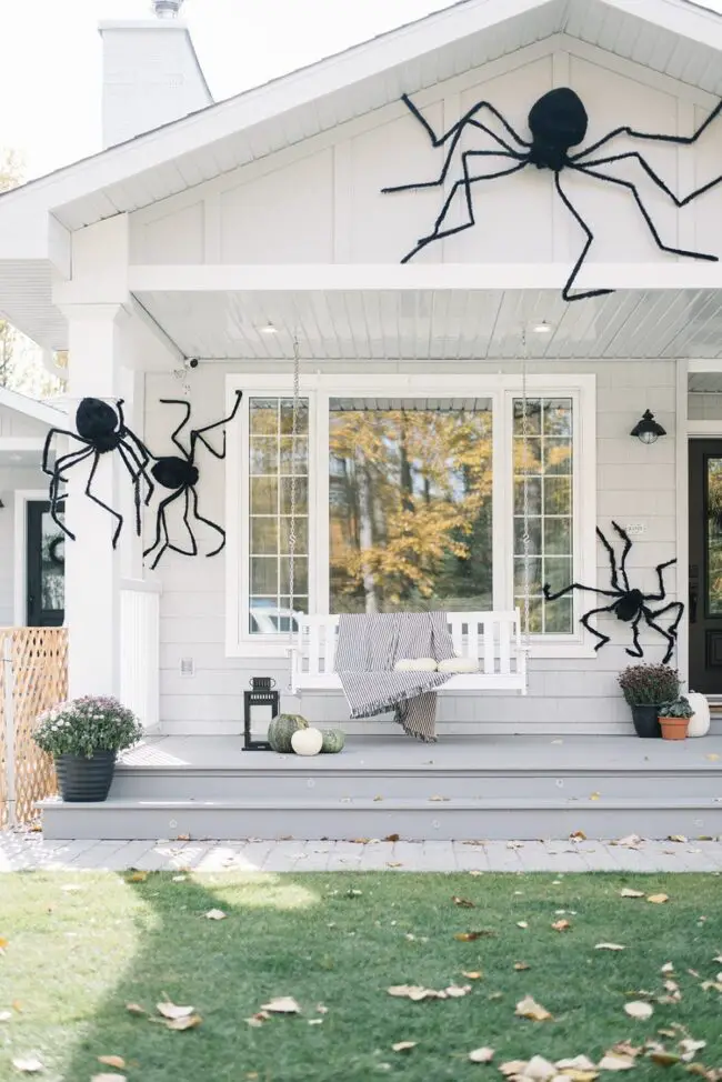 Oversized Spiders on the Porch