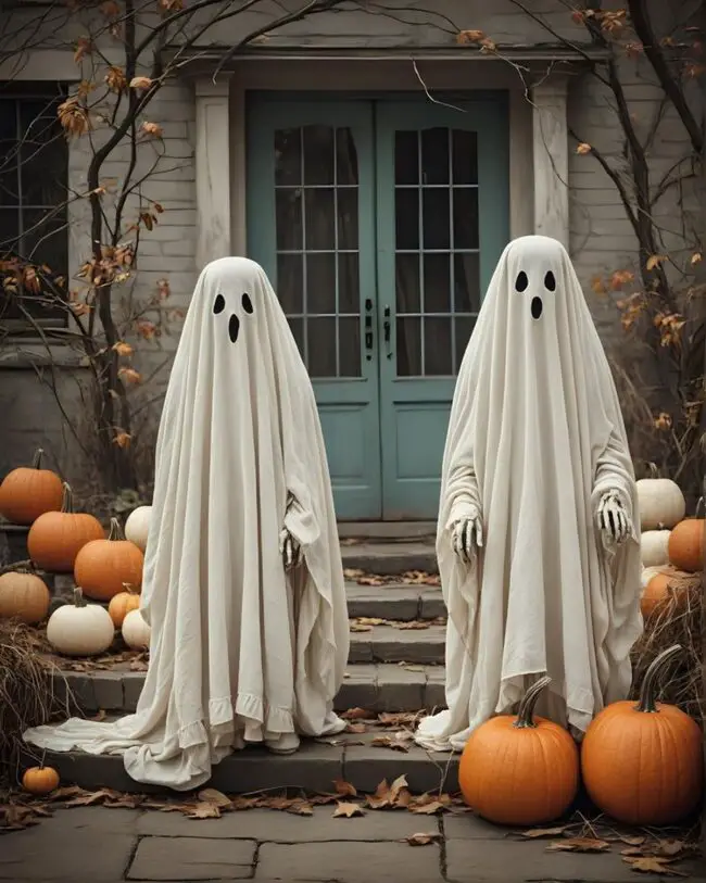 Ghostly Figures Set the Tone on the Porch