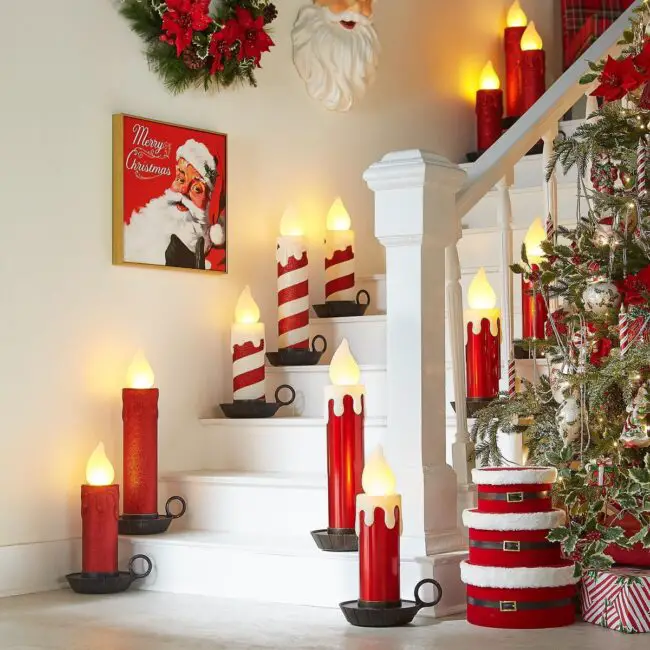 Festive Staircase Lights for a Warm Welcome