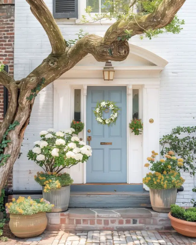 Tranquil Blue Door with Classic Detailing