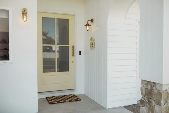 Welcoming Yellow Front Door for a Warm Touch