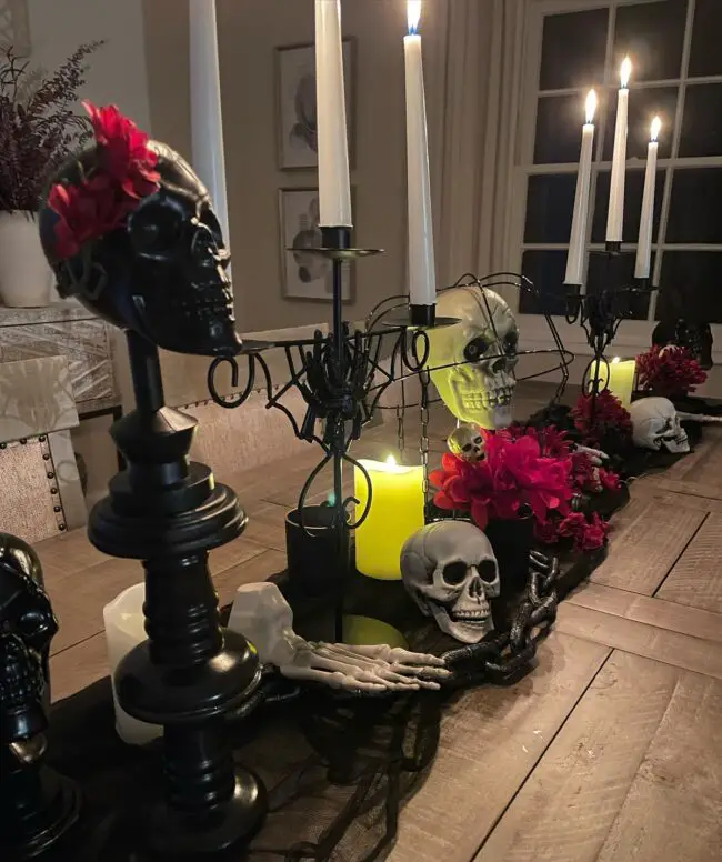 Candlelit Skull Decor