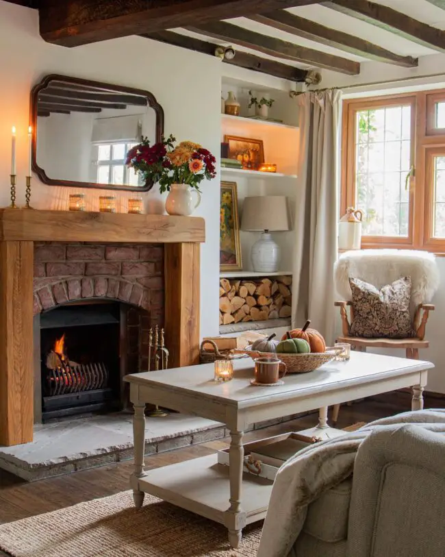 Cozy Living Room Featuring a Fireplace