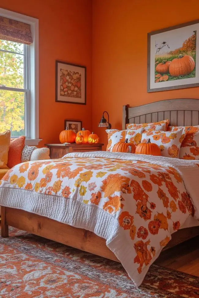 Autumn-Inspired Pumpkin Bedroom Retreat