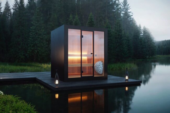 Floating Sauna on Calm, Clear Waters