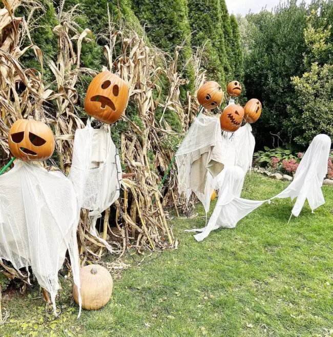 Pumpkin Scarecrow Ghosts for a Playful Touch