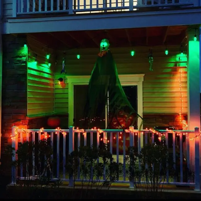 Haunted Porch with Ghost Lights