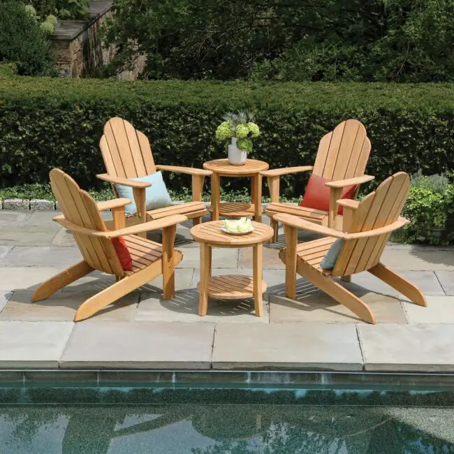 Teak Adirondack Chairs by the Poolside