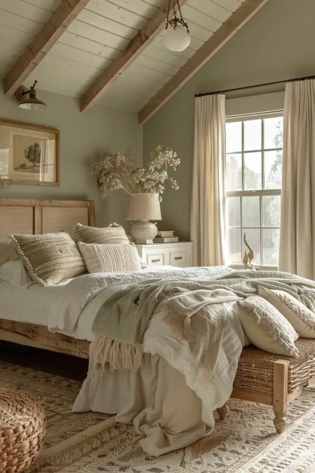 Peaceful Sage Green Rustic Retreat