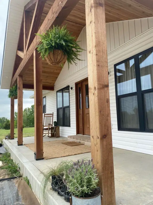 Cozy Porch Adorned with Hanging Plants