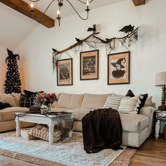 Rustic and Spooky Living Room Ambiance