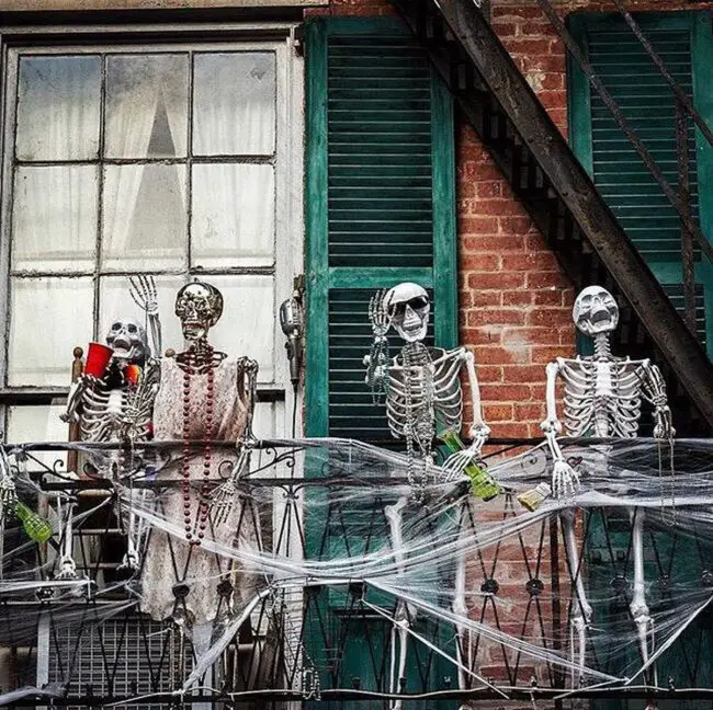 Skeleton Party on the Balcony