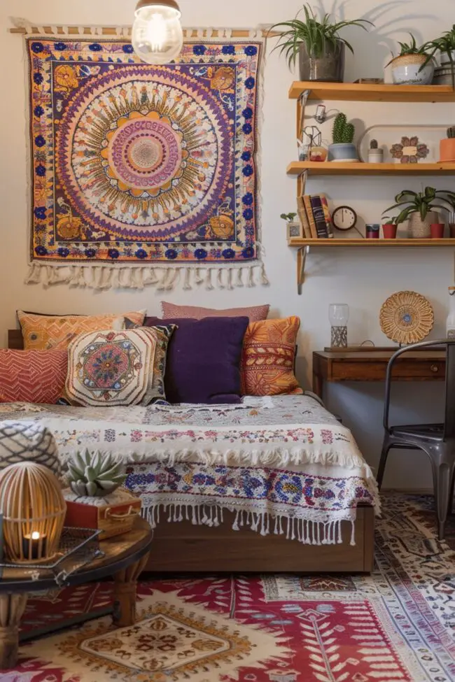 Compact Living with Bold Boho Flair