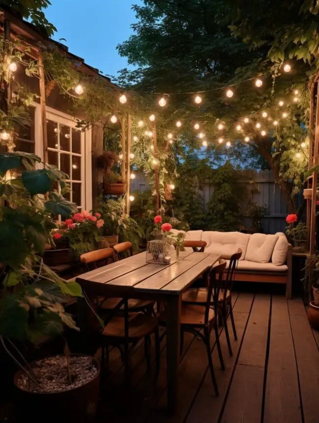 Evening Charm on the Wooden Deck