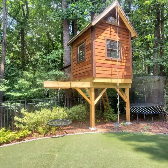 Backyard Treehouse with Swinging Fun