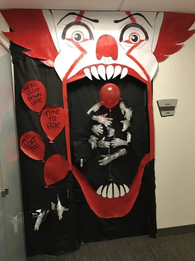 Terrifying Clown-Themed Door Decor