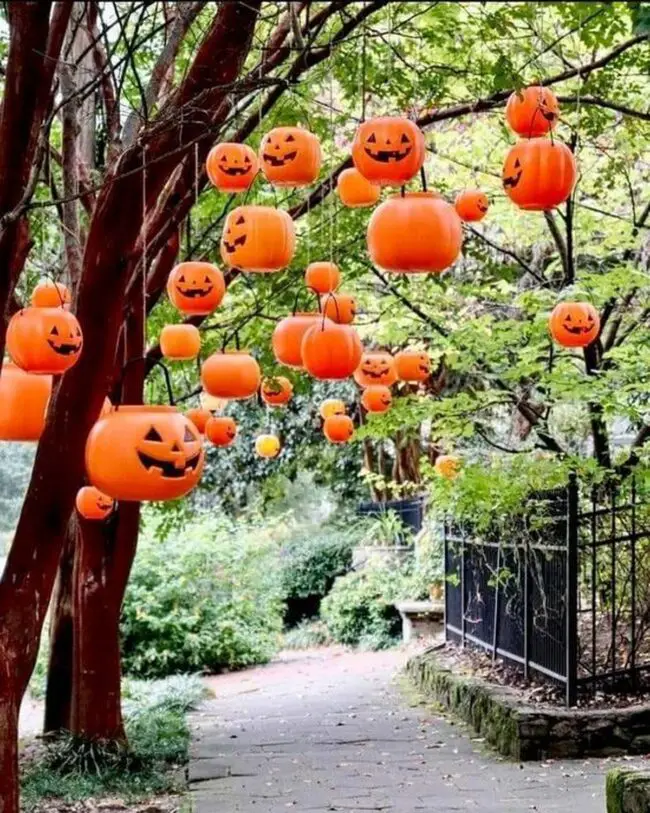 Jack-O-Lanterns Floating Outdoors