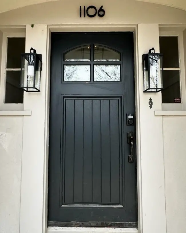 Modern Black Front Door with a Minimalist Twist