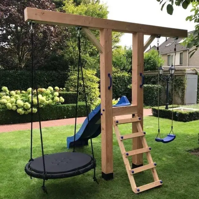 Timeless Wooden Swing Set for Backyard Fun