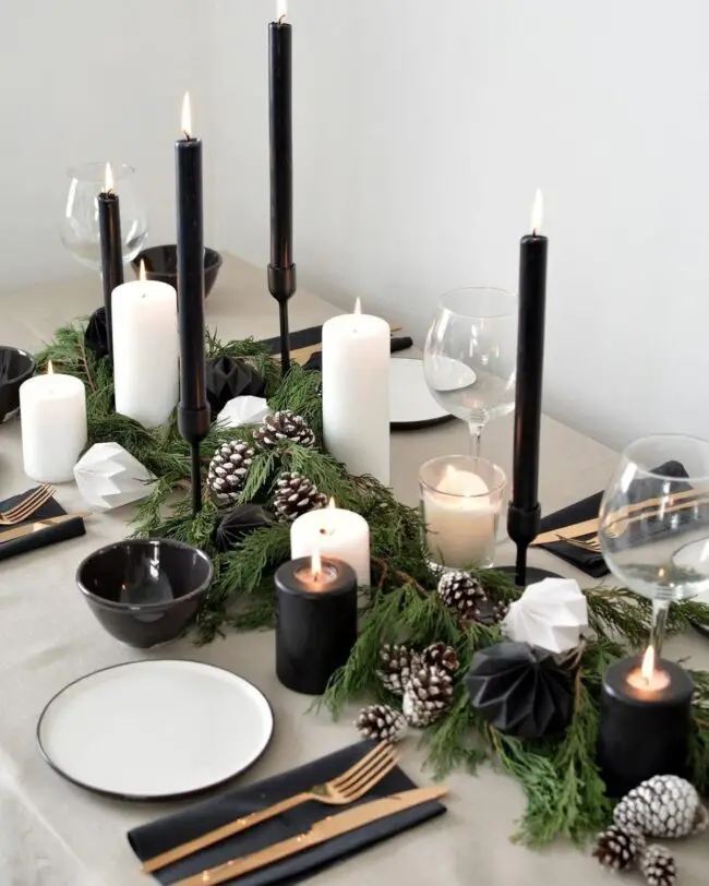 Chic Monochrome Holiday Table Setting