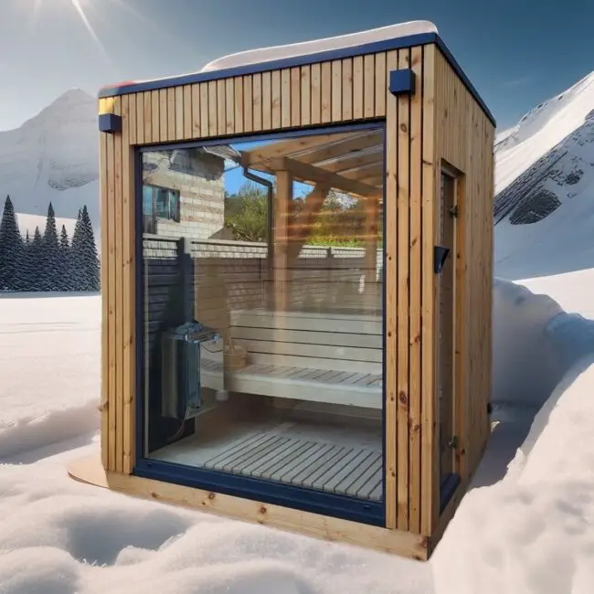 Snowy Sauna Cabin for Winter Warmth