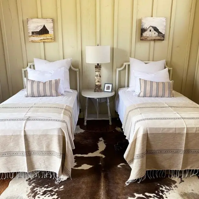 Rustic Twin Guest Room Setup