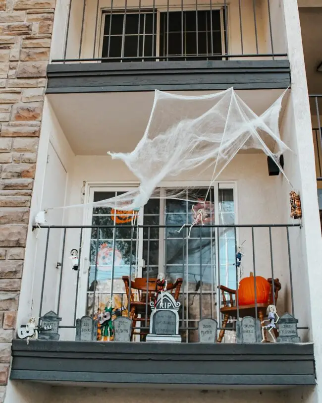 Graveyard-Themed Balcony Setup