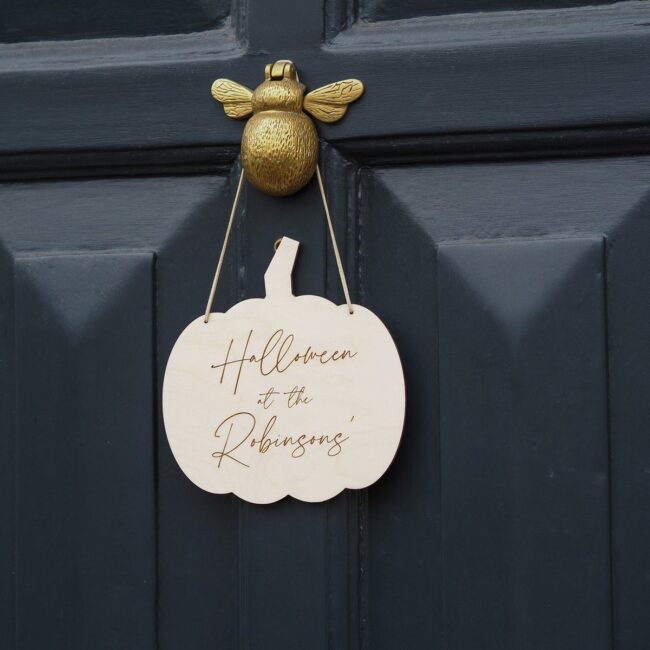 Personalized Pumpkin Door Sign for a Unique Greeting