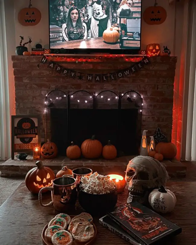 Cozy Halloween Movie Night Setup