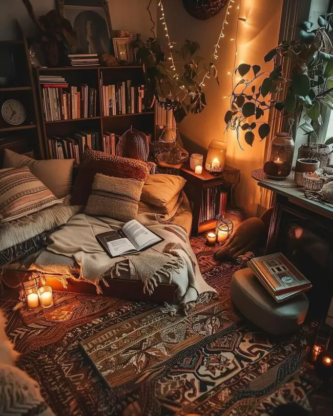 A Cozy Boho Reading Nook Filled with Warmth