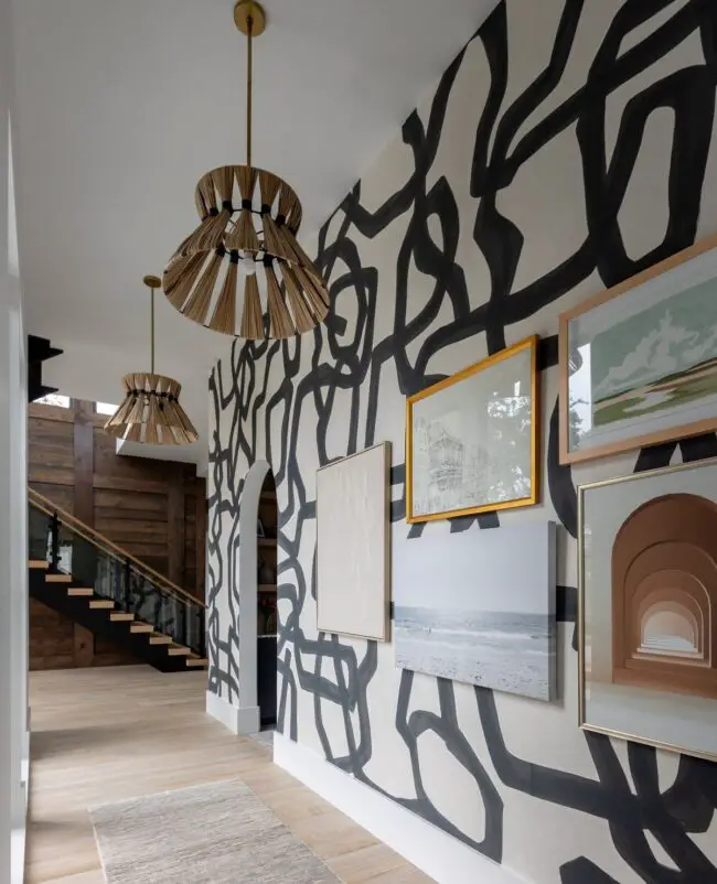 Bold Abstract Wall Art in Hallway