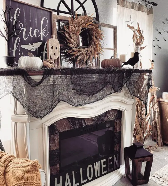 Rustic Halloween Mantel Decor