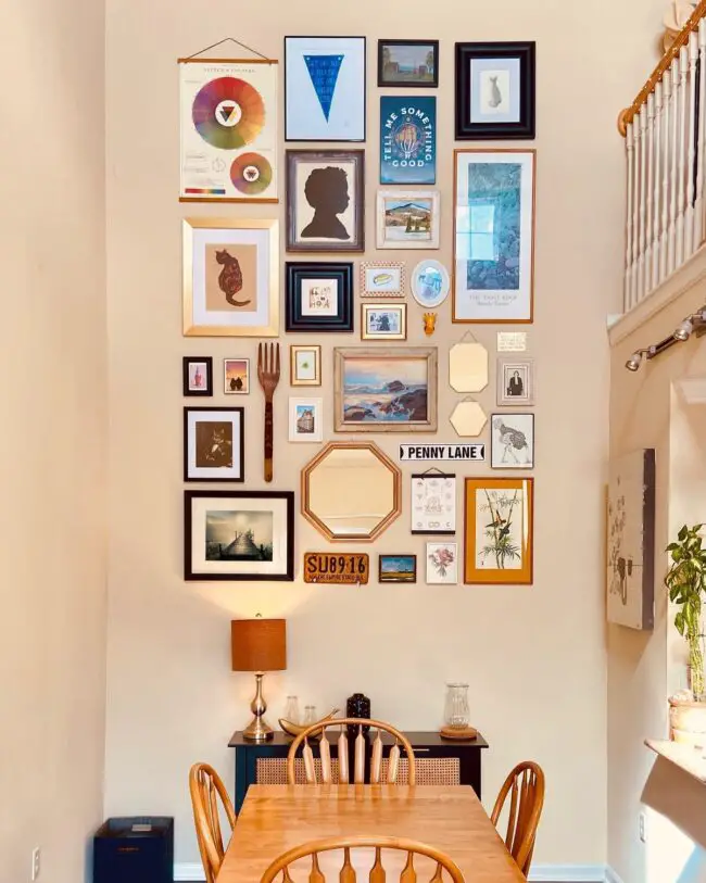 Eclectic Dining Room Gallery Wall