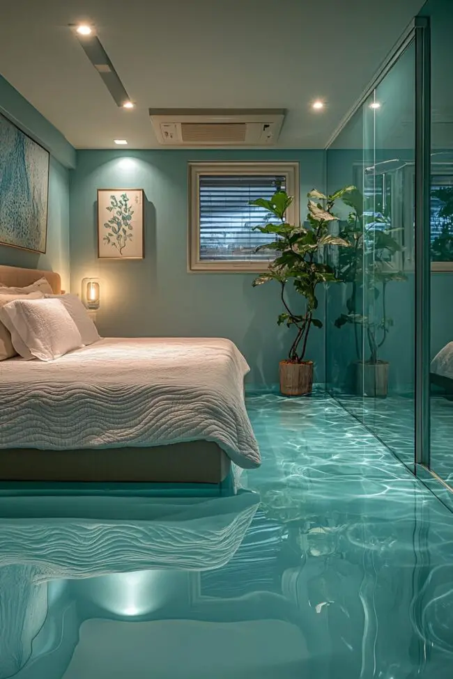 Room with a Reflective Water Feature