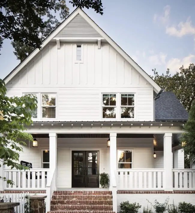 Modern Farmhouse with Dark Trim and Brick